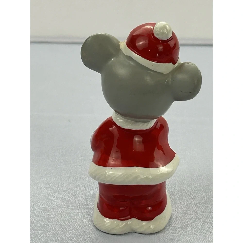 Vintage Napcoware Japan Christmas Mouse Figurine Santa Gift Ceramic 4.5